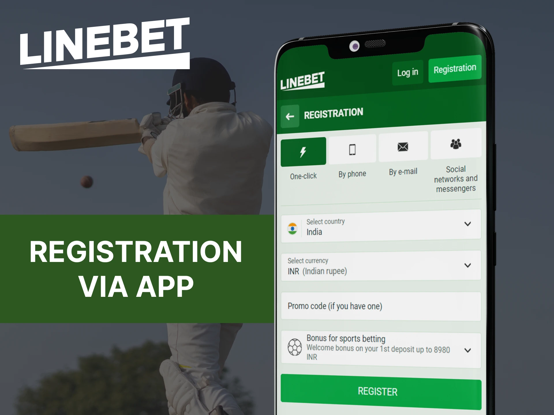 Linebet registration form on a mobile device